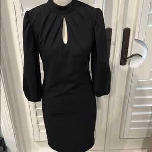 Black Sheath Dress with Cut Out Pleated Design